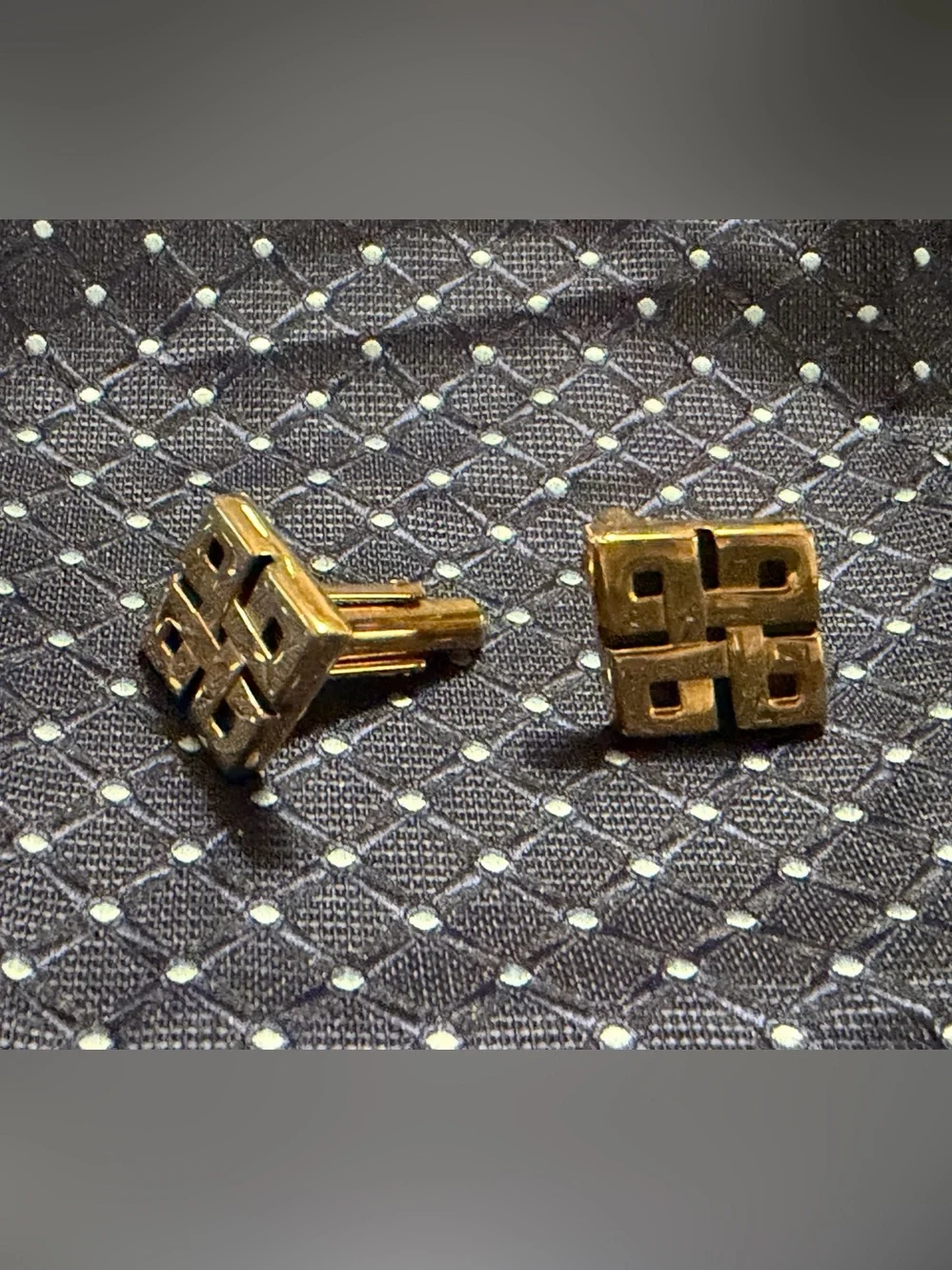 Gold Tone Men's Cufflinks - Classic Geometric Design